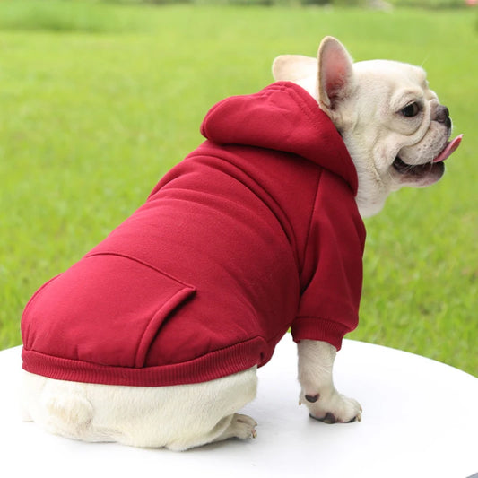 Fashion Dog Clothing Autumn And Winter Small Pet Clothes Thickening Warm Solid Color Two-Feet Hooded Wweater Casual Pet Products