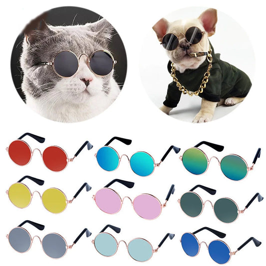 Lovely Vintage Round Cat Sunglasses Reflection Eye wear glasses For Small Dog Cat Pet Photos Pet Products Props Accessories