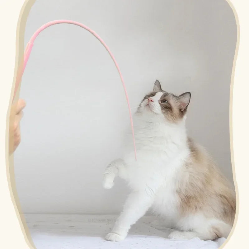 Simulated Mouse Tail Cat Toy Cat Teaser Funny Stick Silicone Long Tail Pet Interactive Toys for Cats Kitten Hunting Pet Products