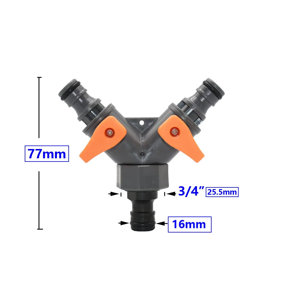 1/2 3/4 Thread 2-way Tap Hose Water Splitter Garden Tap Y Splitter Watering Fittings Adjustable Switch Joints