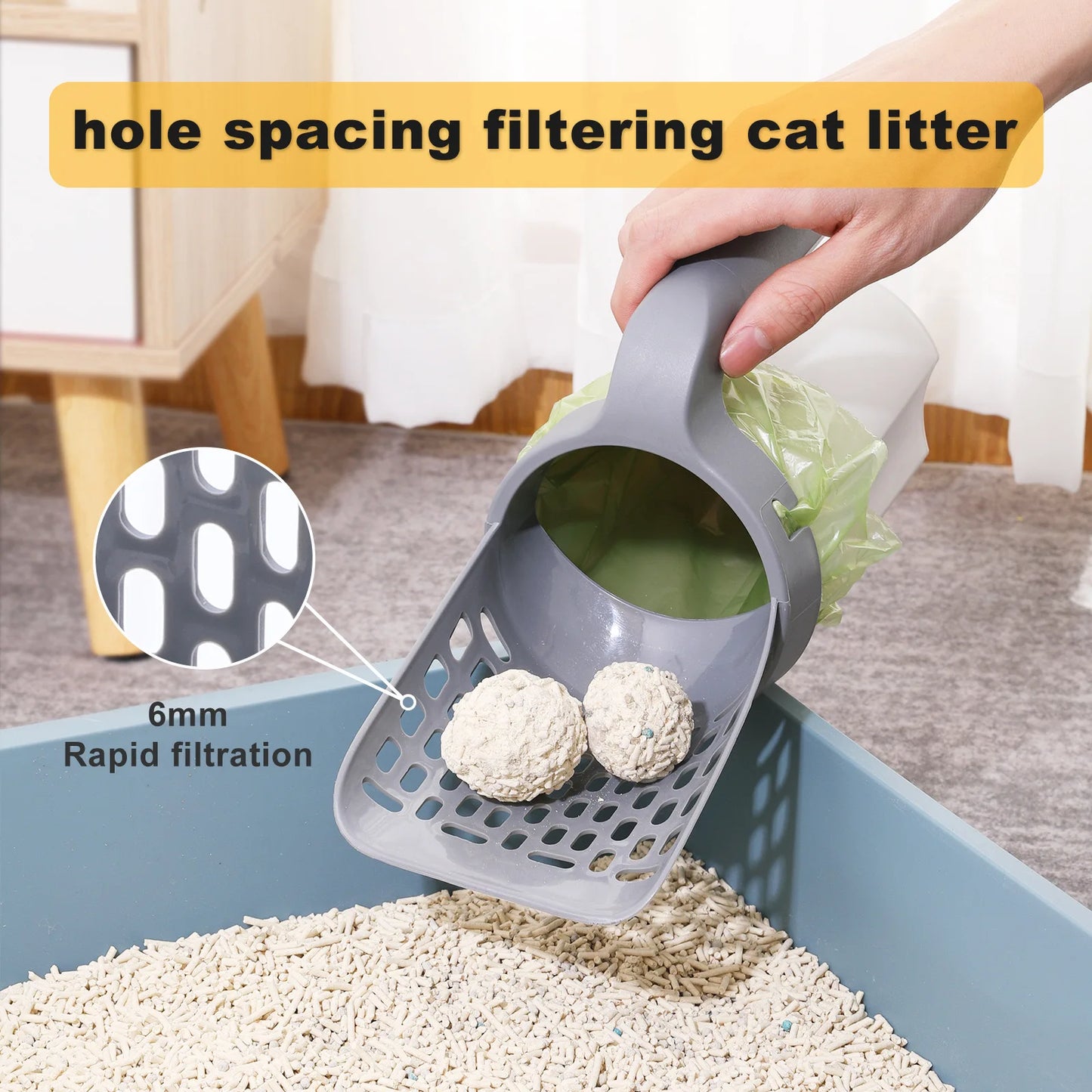 Cat Litter Shovel Scoop with Refill Bag For Pet Filter Clean Toilet Garbage Picker Cat Supplies Cat Litter Box Self Cleaning