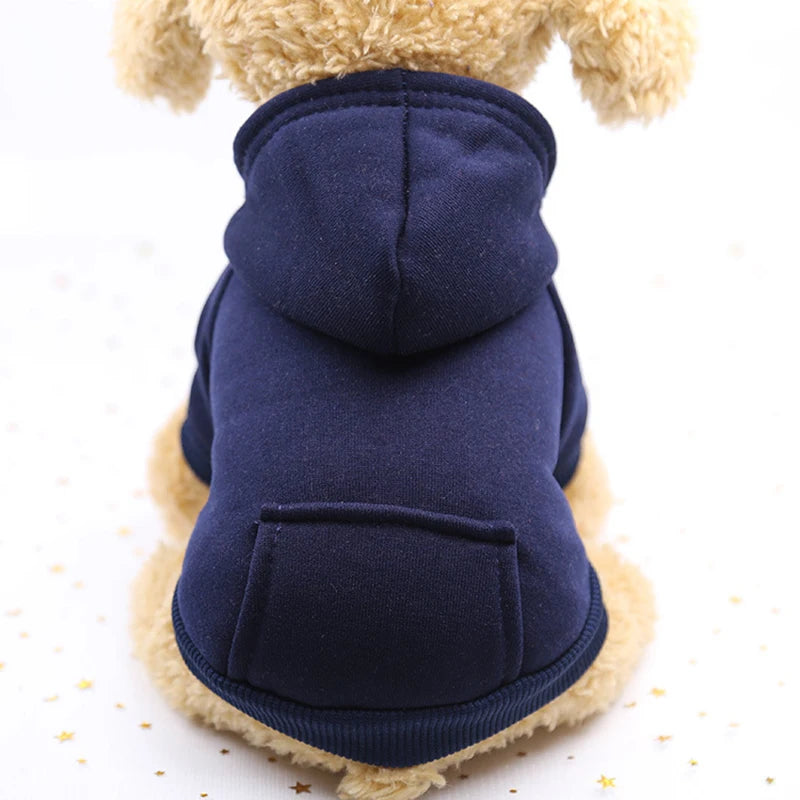 Fashion Dog Clothing Autumn And Winter Small Pet Clothes Thickening Warm Solid Color Two-Feet Hooded Wweater Casual Pet Products