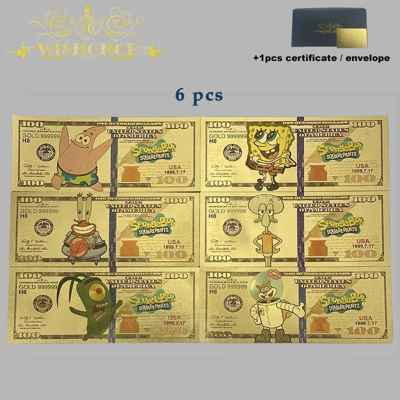 Top Selling Products All Styles Nice Japan Anime Banknote Sets Anime Plastic Card in 24k Gold Plated For Collection