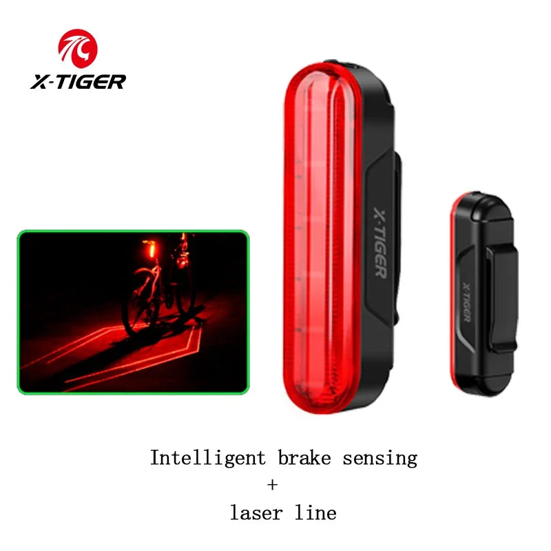 X-TIGER Bike Rear Light Smart Brake Sensing Light Bicycle Tail Light IPX6 Waterproof LED Charging Taillight Cycling Accessories