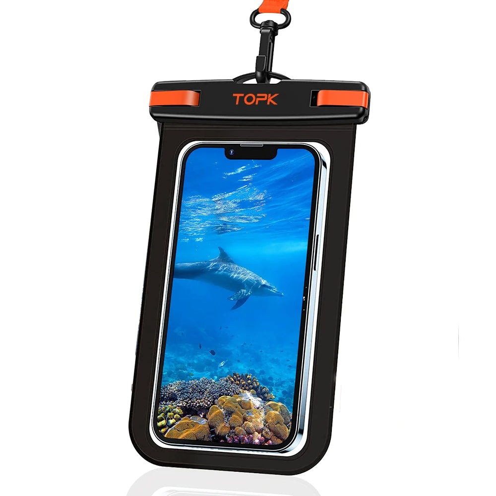 TOPK E01 Waterproof Phone Pouch,Universal IPX8 Waterproof Phone Case Dry Bag with Lanyard for iPhone Samsung Up to 7.0 inch