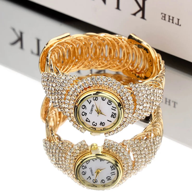 Women Watches Diamond Gold Watch Ladies Wrist Watches Luxury Brand Rhinestone Women's Bracelet Watches Female Relogio Feminino