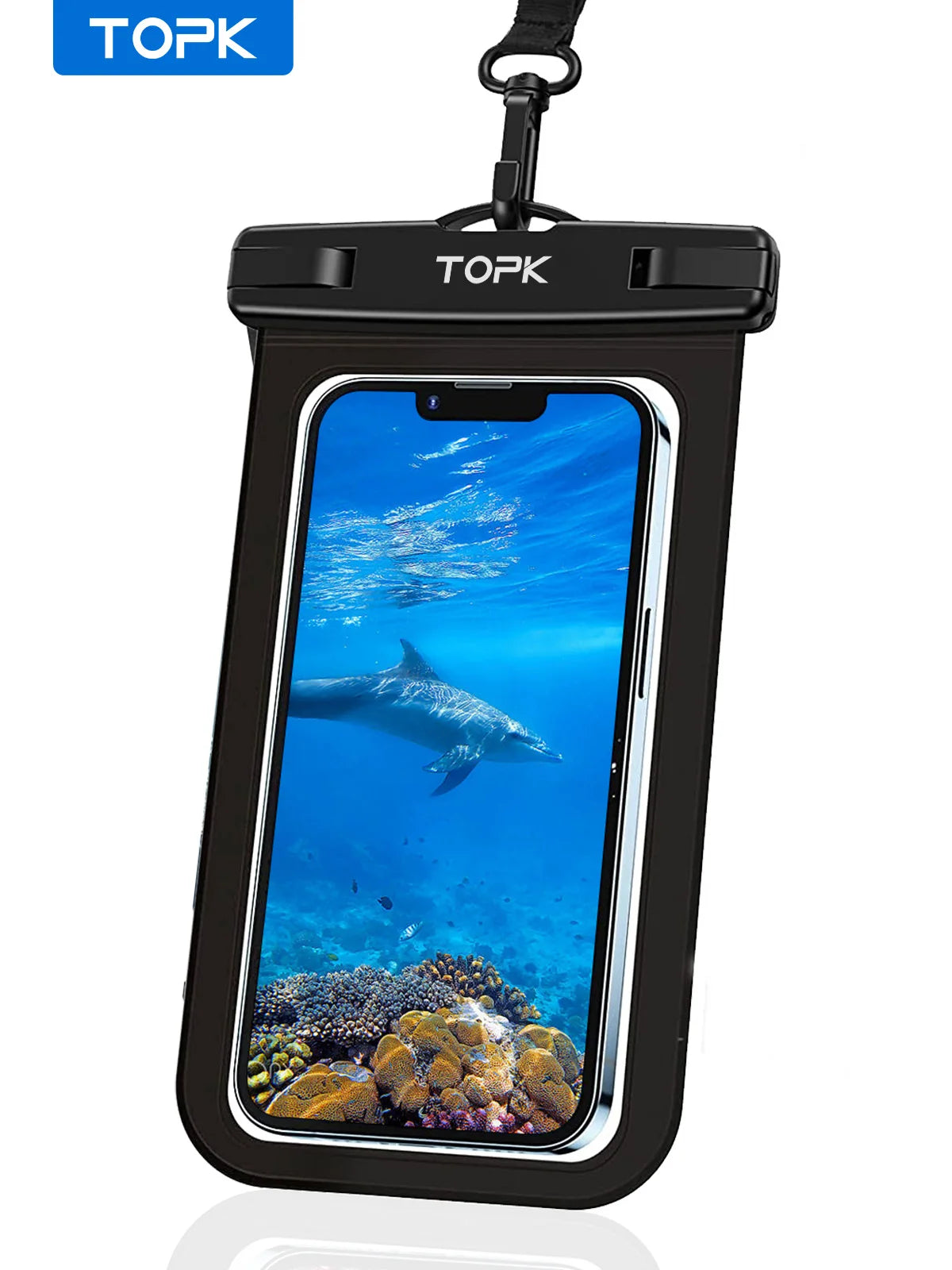 TOPK E01 Waterproof Phone Pouch,Universal IPX8 Waterproof Phone Case Dry Bag with Lanyard for iPhone Samsung Up to 7.0 inch