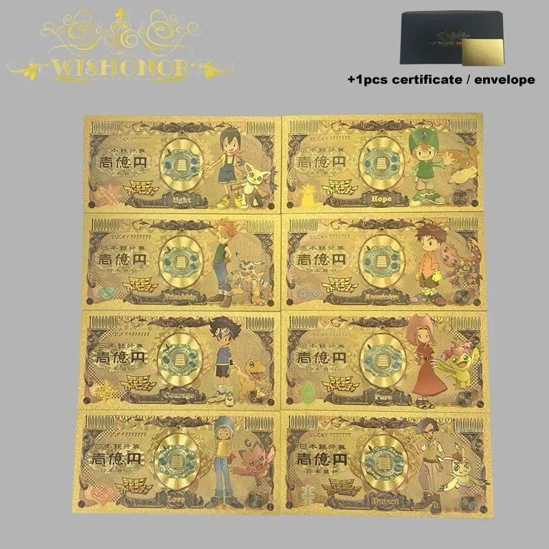 Top Selling Products All Styles Nice Japan Anime Banknote Sets Anime Plastic Card in 24k Gold Plated For Collection