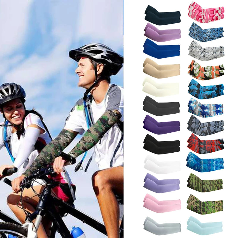 1/2Pair Arm Sleeves Summer Sun UV Protection Ice Cool Cycling Running Fishing Climbing Driving Arm Cover Warmers For Men Women