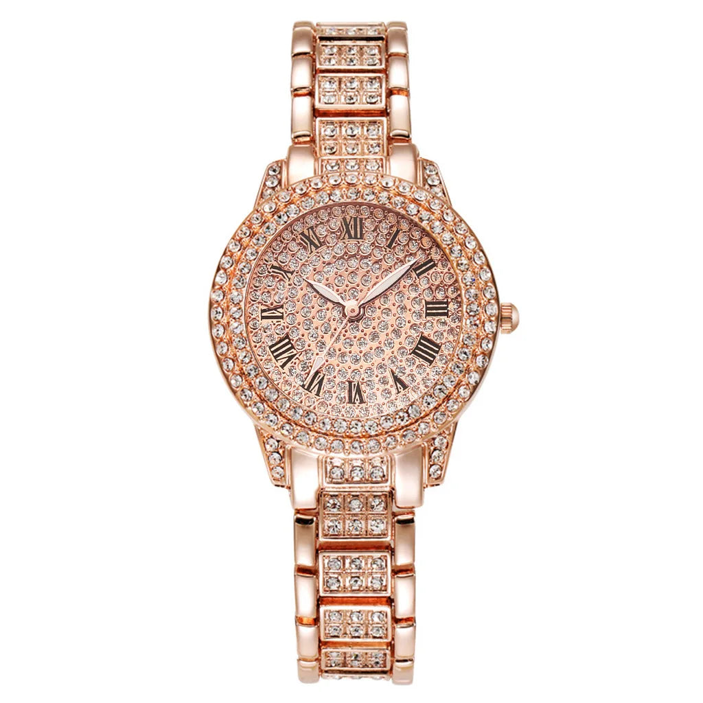 Casual Elegant All-Star Women's Quartz Watch Shiny Fine Zircon Mechanical Lady Wristwatches Fashion Folding Watches Buckle Watch