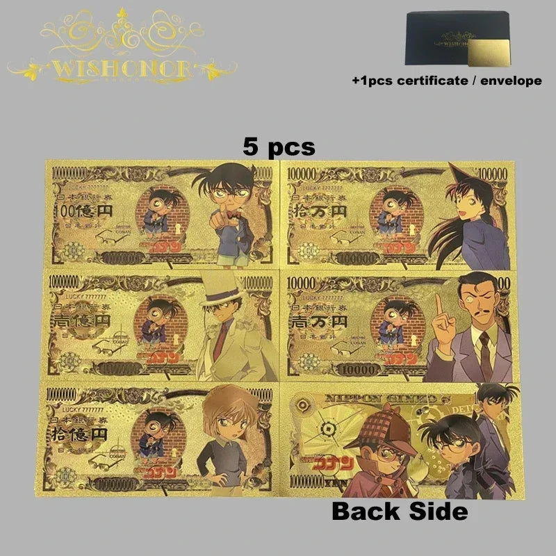 Top Selling Products All Styles Nice Japan Anime Banknote Sets Anime Plastic Card in 24k Gold Plated For Collection