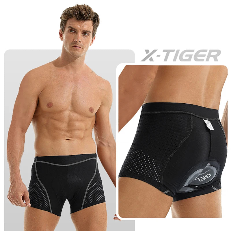 X-TIGER Men's Cycling Underwear with 5D Gel Cushioned MTB Boxer Cycling Shorts Road Cycling Underwear Cycling Equipment