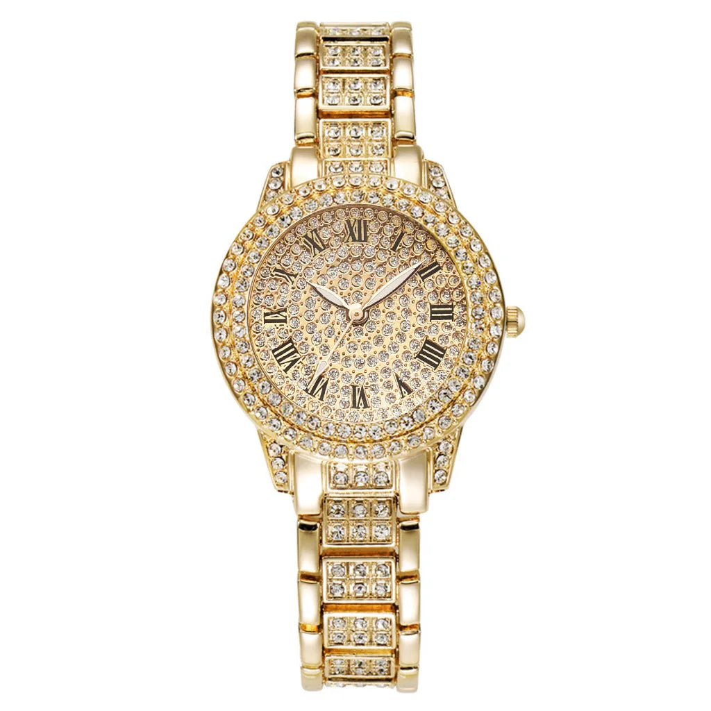 Casual Elegant All-Star Women's Quartz Watch Shiny Fine Zircon Mechanical Lady Wristwatches Fashion Folding Watches Buckle Watch