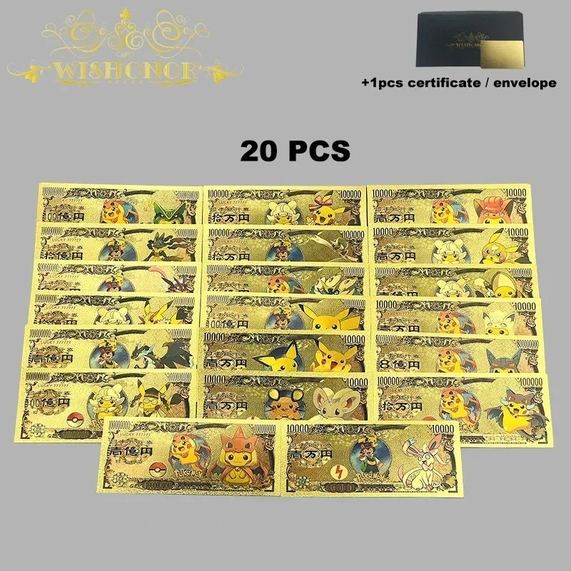 Top Selling Products All Styles Nice Japan Anime Banknote Sets Anime Plastic Card in 24k Gold Plated For Collection