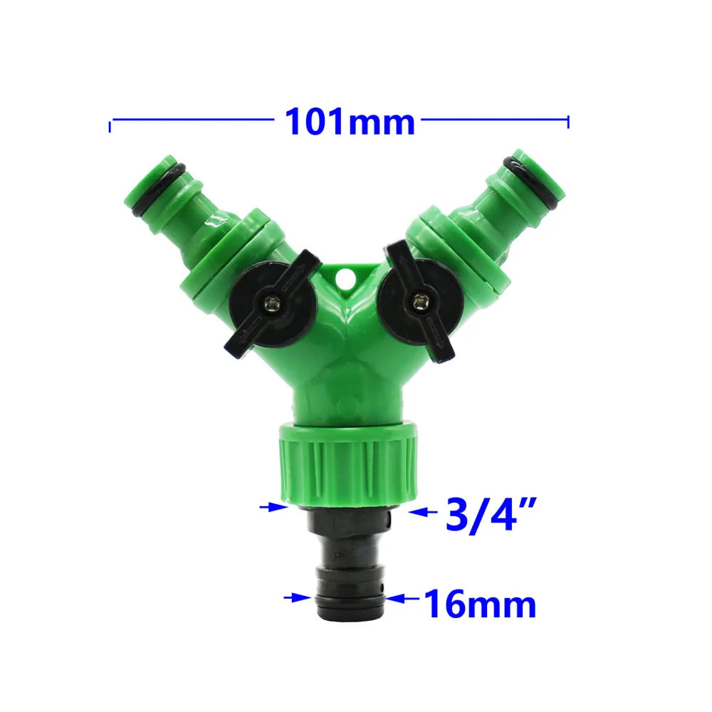 1/2 3/4 Thread 2-way Tap Hose Water Splitter Garden Tap Y Splitter Watering Fittings Adjustable Switch Joints